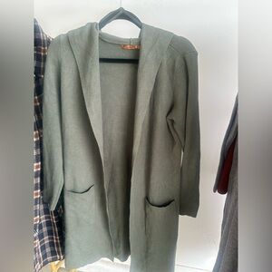 Olive Green Hooded Cardigan
